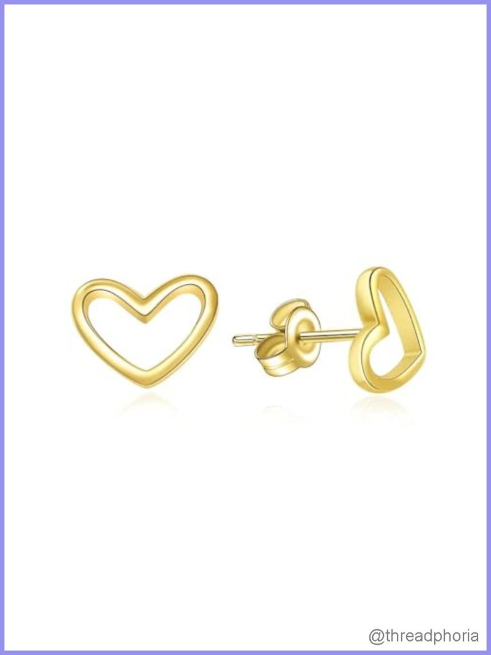 Gold Plated Heart Stud Earrings Hypoallergenic Women